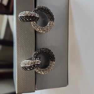 Gorgeous vintage Nolan Miller black & Crystal doorknocker earrings